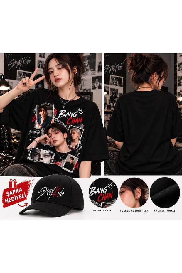 BANG CHAN STRAY KIDS Printed T-Shirt, Premium Quality, Unisex, Kids/Adults (Comes with a Free Hat)