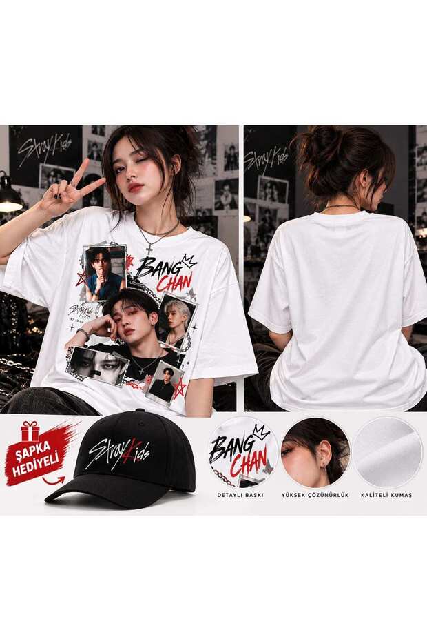 BANG CHAN STRAY KIDS Printed T-Shirt, Premium Quality, Unisex, Kids/Adults (Comes with a Free Hat)