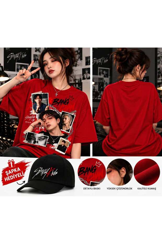 BANG CHAN STRAY KIDS Printed T-Shirt, Premium Quality, Unisex, Kids/Adults (Comes with a Free Hat)