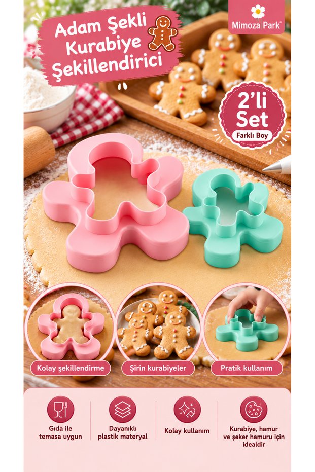 2-Piece Man Cookie Cutter Set - Dough Shaper