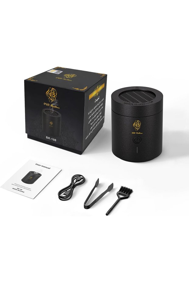 مبخرة بخور كهربائية وناشر عطر - جهاز تدفئة محمول صغير قابل لإعادة الشحن عبر USB-C، عربي O
