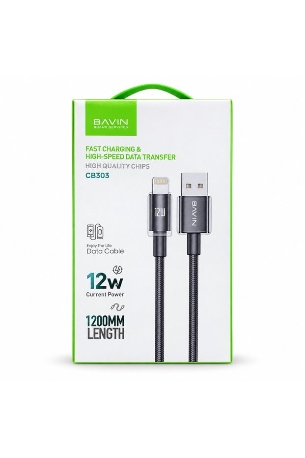 CB303 USB-A to Lightning Braided Charging & Data Cable, 12W, 1.2m