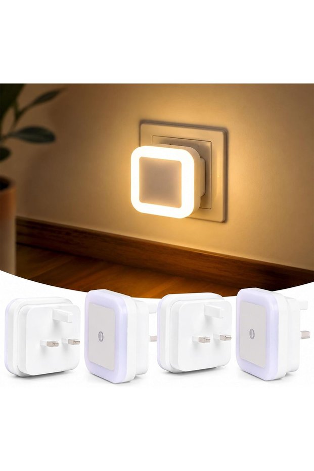 SHAWSOON 4Pcs Night Light, ضوء الليل, Warm LED Nightlight, Wall-Mounted, Smart Dusk to Dawn Sensor,