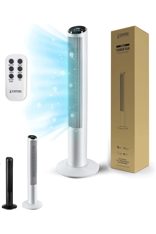 مروحة إمبراي 41 بوصة مع شاشة LED، مروحة تحكم عن بعد لغرفة النوم مع وظيفة مؤقت، 50 واط.