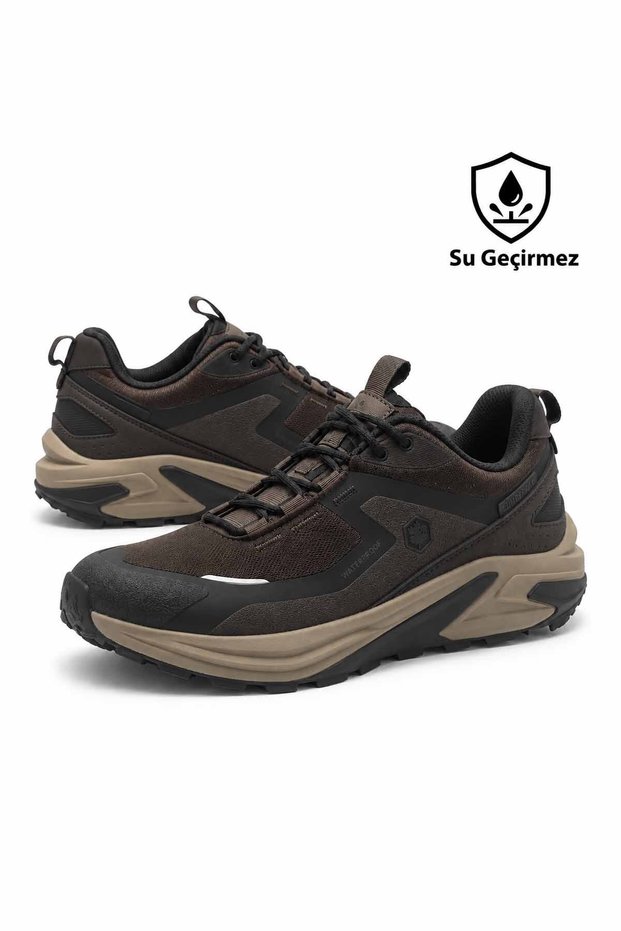 Men's Brown Waterproof Lace-Up Outdoor Shoes