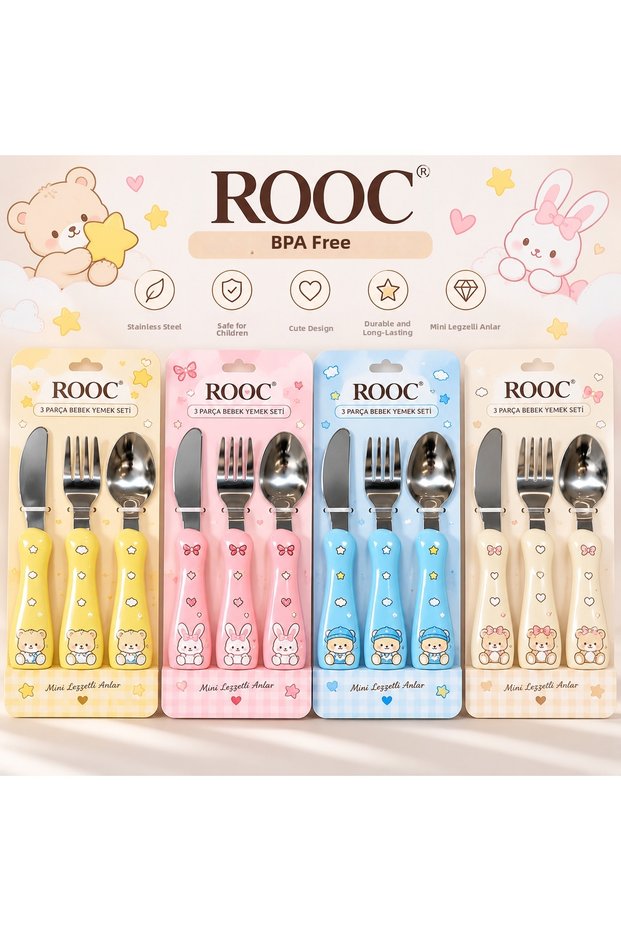 3-piece children's fork, knife, and spoon set