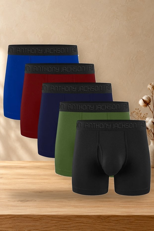 Men's Long Leg Boxer Briefs, 5-Pack, Stretch Fabric Cotton, Breathable – Yoris