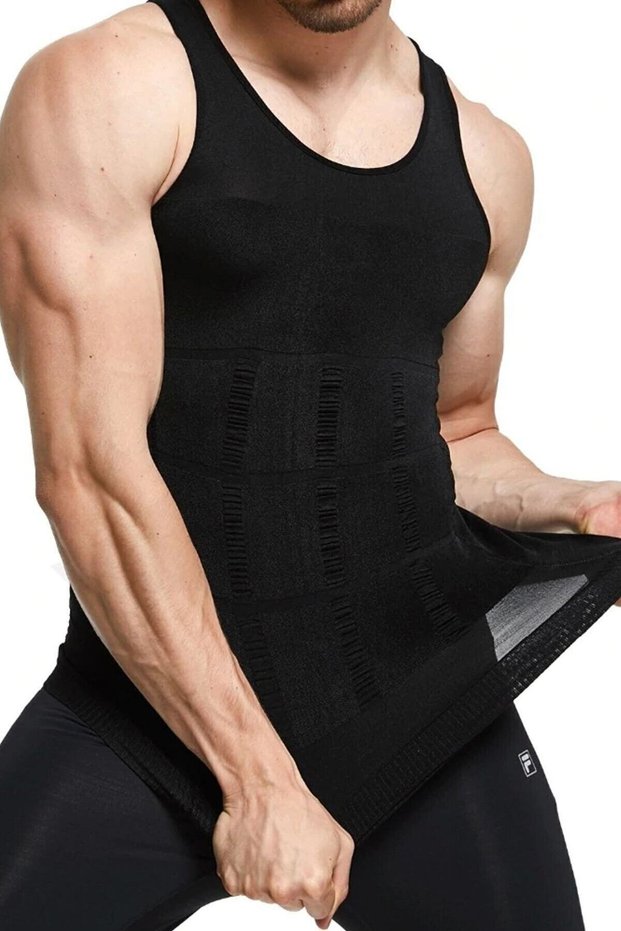 Men's Supporting and Strengthening Tank Top Corset Black