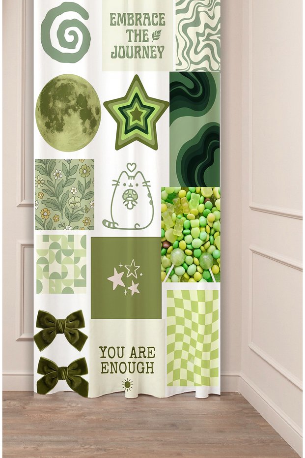 Aesthetic Moodboard Wall Collage Printed Background Curtain Y2K Retro Vision Board Curtain Specially Designed Digital Printed Background Curtain