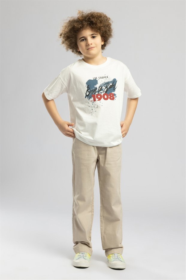 Rebel boys' printed crew neck t-shirt, white.