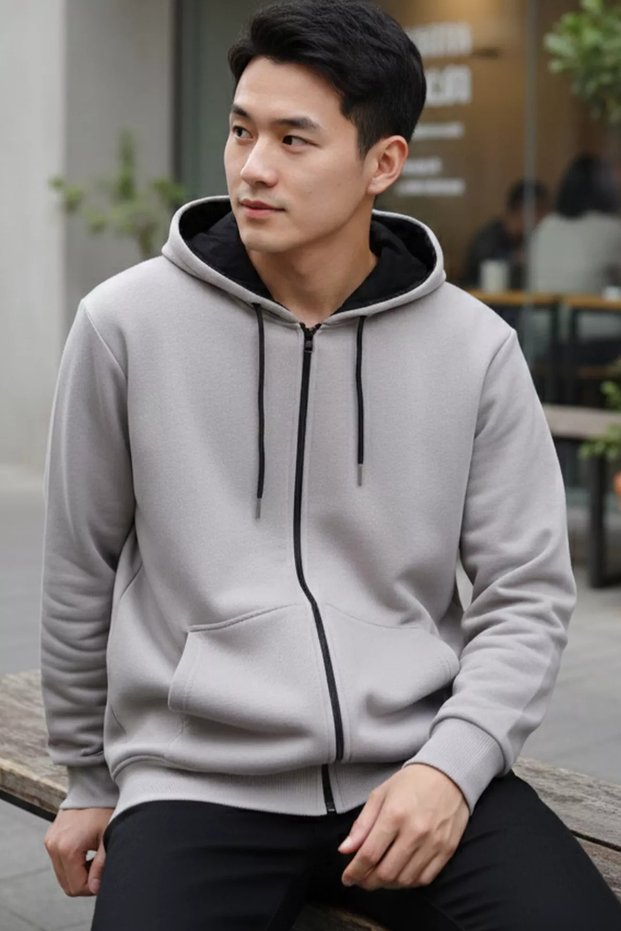 Gülseli Men's Hooded Three-Thread Raster Sweatshirt