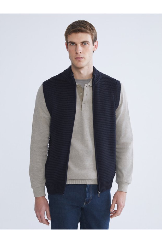 Quality Parts from Çelebi Store Standardkalıp Hakim Roba Collar Men's Knitwear Vest