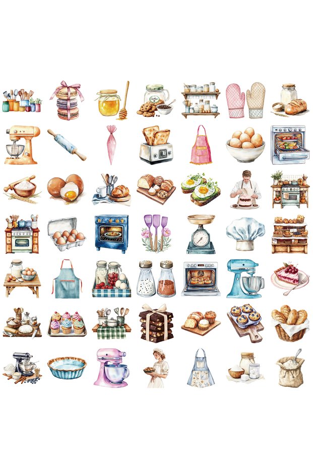 50pcs 50/100PCS Baking Theme PET Material Graffiti Stickers DIY Aesthetic Diary Laptop Fridge Suitca