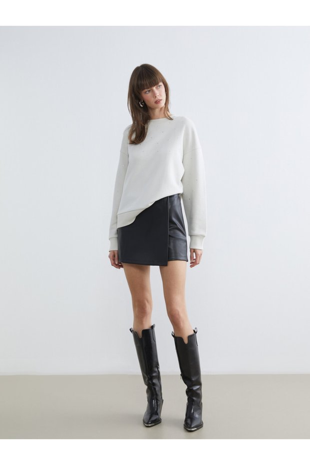 I Beli Zippered Leather Look Shorts Skirt from Freezen Store