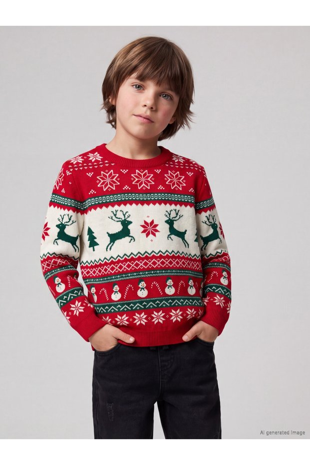 New Year-Themed Boys' Knit Sweaters for Style-Conscious Kids from UZG STORE
