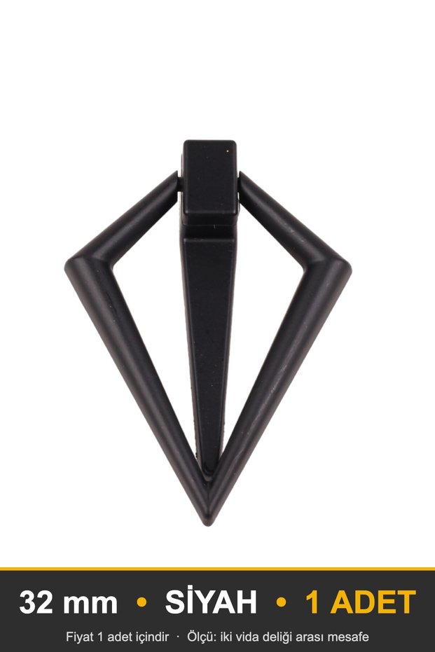 Triangle Ring-Shaped Furniture Handle, 32 mm, Black, Kitchen Cabinet and Drawer Handle