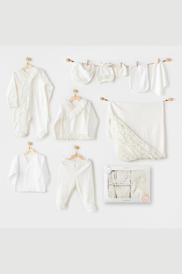 Lace-Up 10-Pack Girls' Hospital Outfit - Ecru