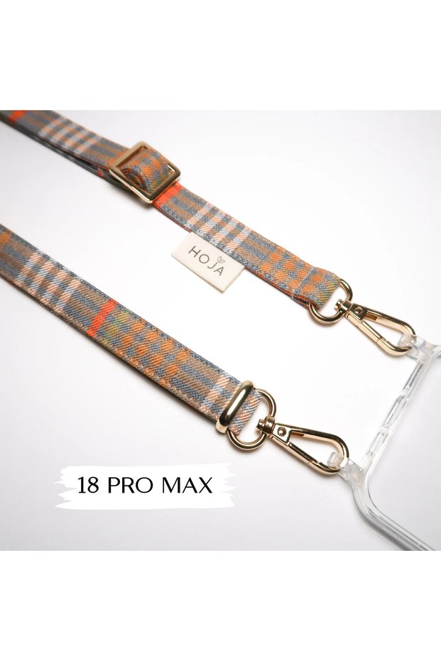 iPhone 18 Pro Max Orange Plaid Phone Strap Plaid Strap Phone Case