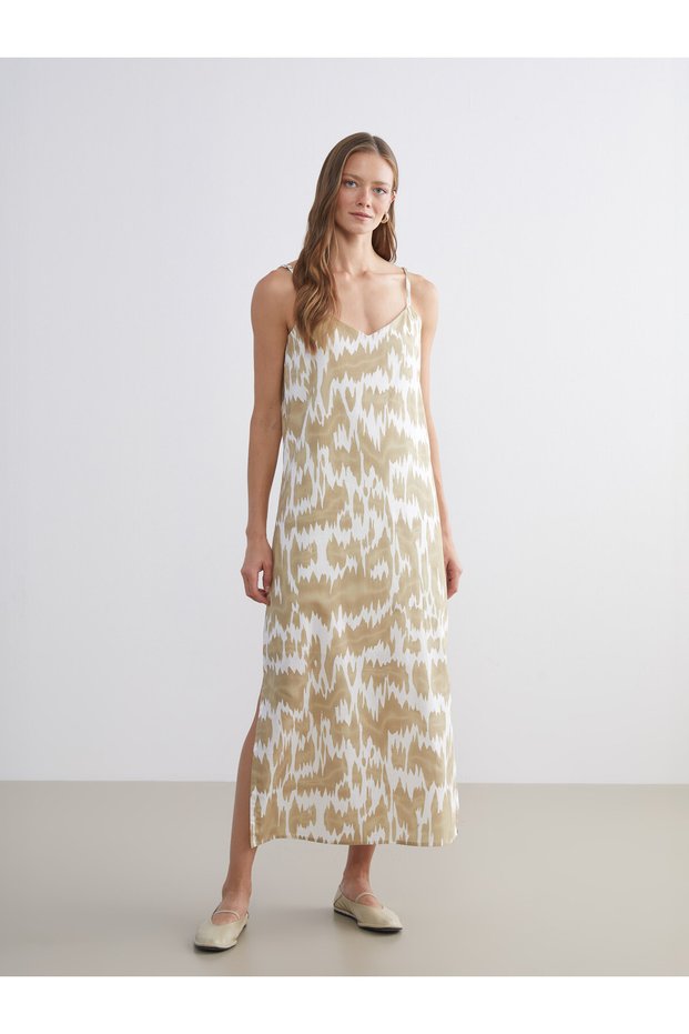 LCW Comfort Green Voile-Print Dress, Featuring the ALITA CITY Touch