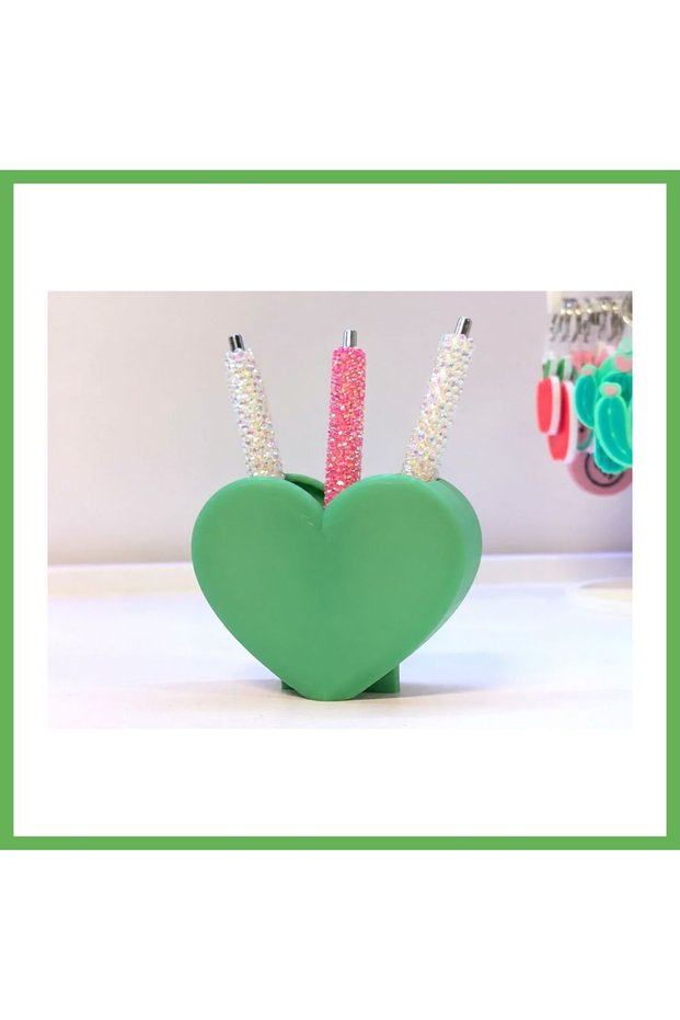 3D Printed Shaped Pen Holder - Desktop Organizer - Green Gen01
