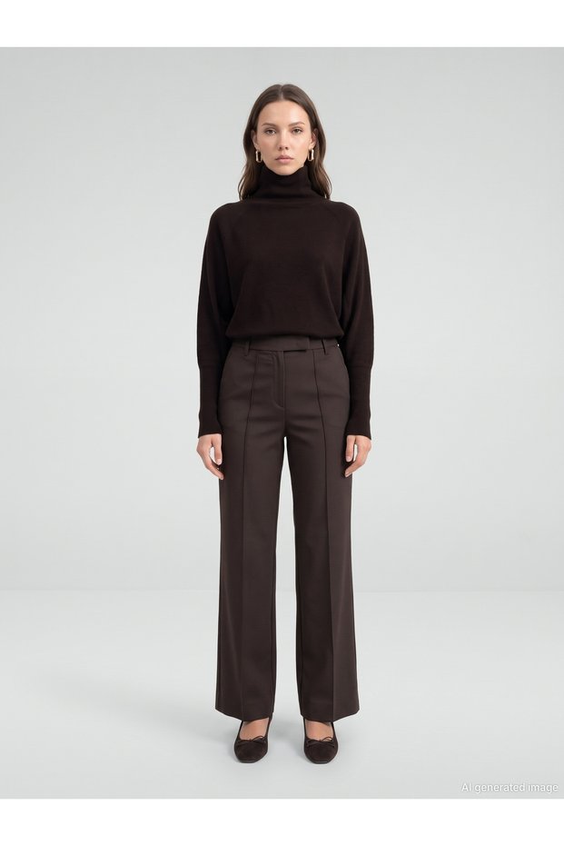 10902 Wool Blend Turtleneck Draped Sweater