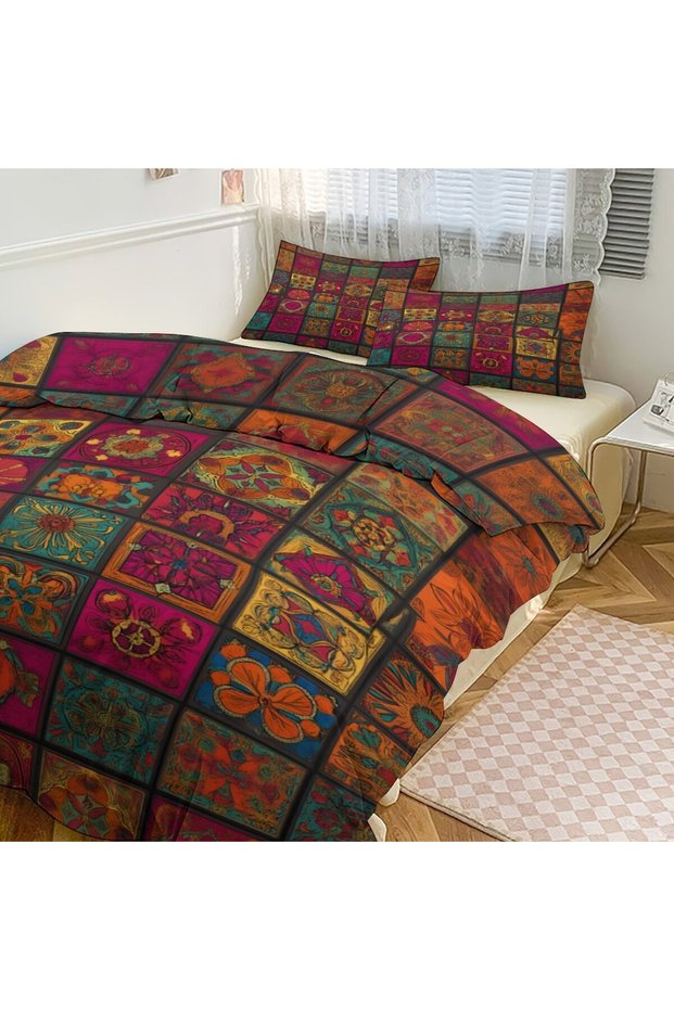 Modern Boho Pattern 3Pcs Bedding Set, Soft Bedroom Bedding