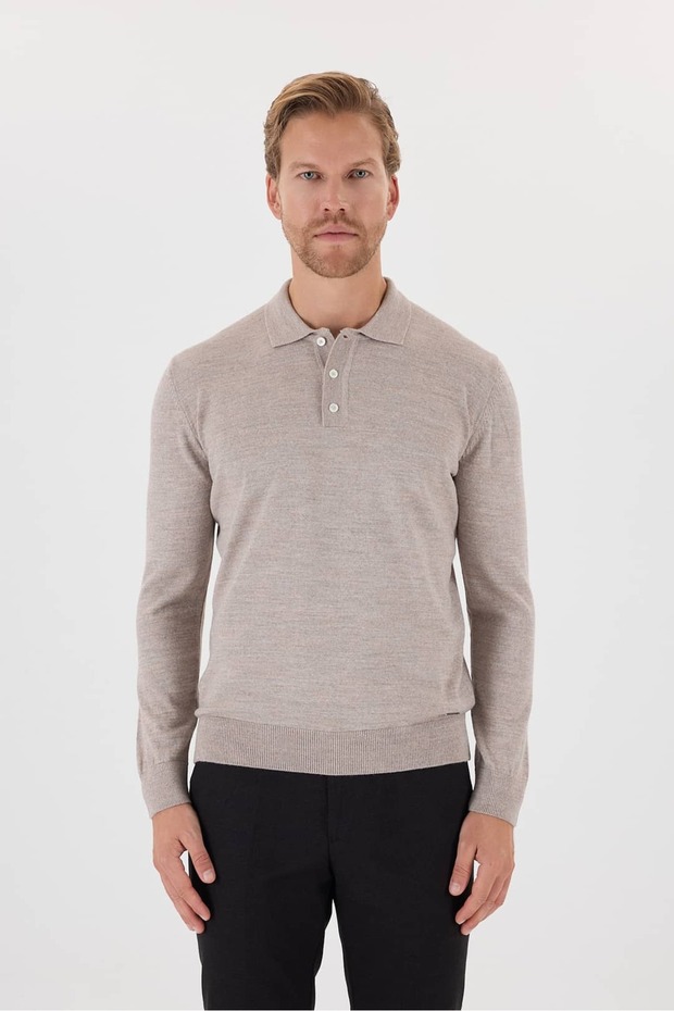 Polo Neck Woolen Men's Knitwear Sweater