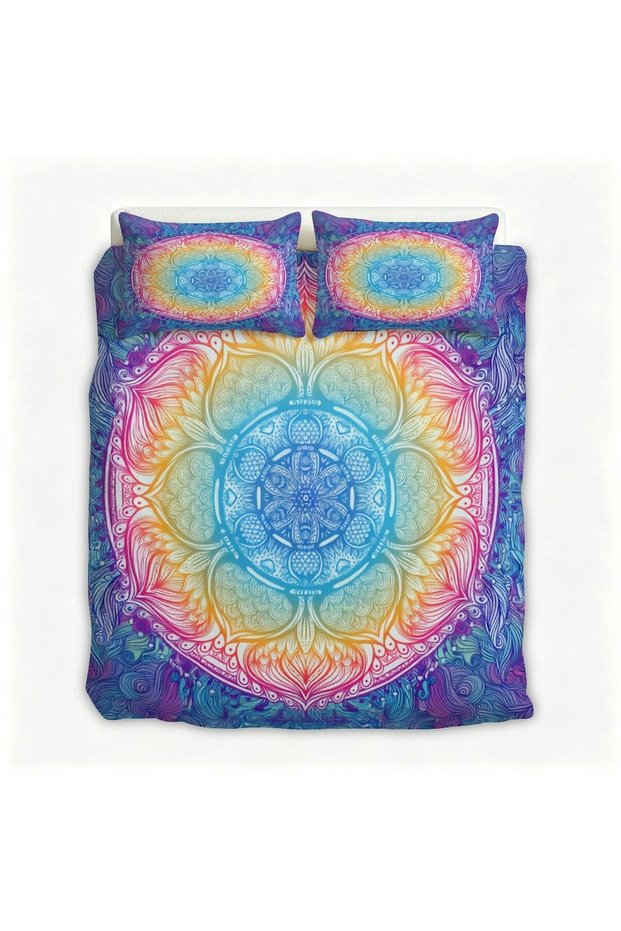 Boho Pattern Flannel 3Pcs Bedding Set, High Quality Flannel Bed Covers
