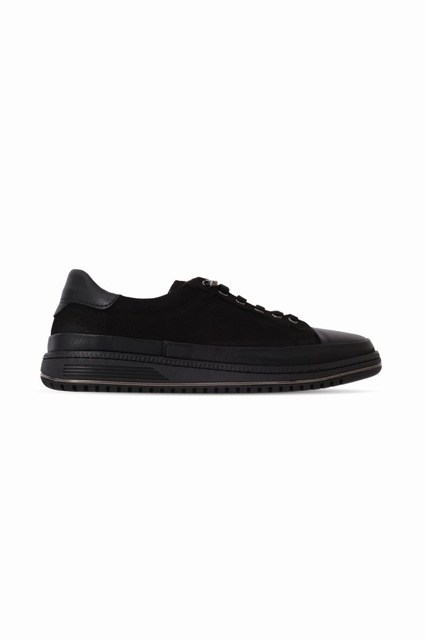 Women's Genuine Leather Rubber Laced Nubuck Detailed Casual Shoes with Patches B4750