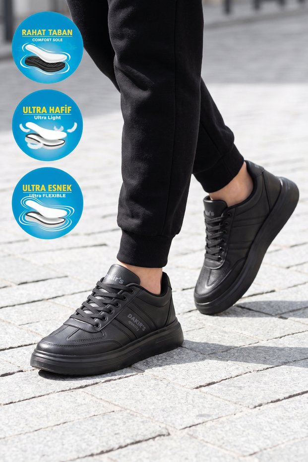 Black Faux Leather Men's Casual Shoes Dakır's 125 Size M