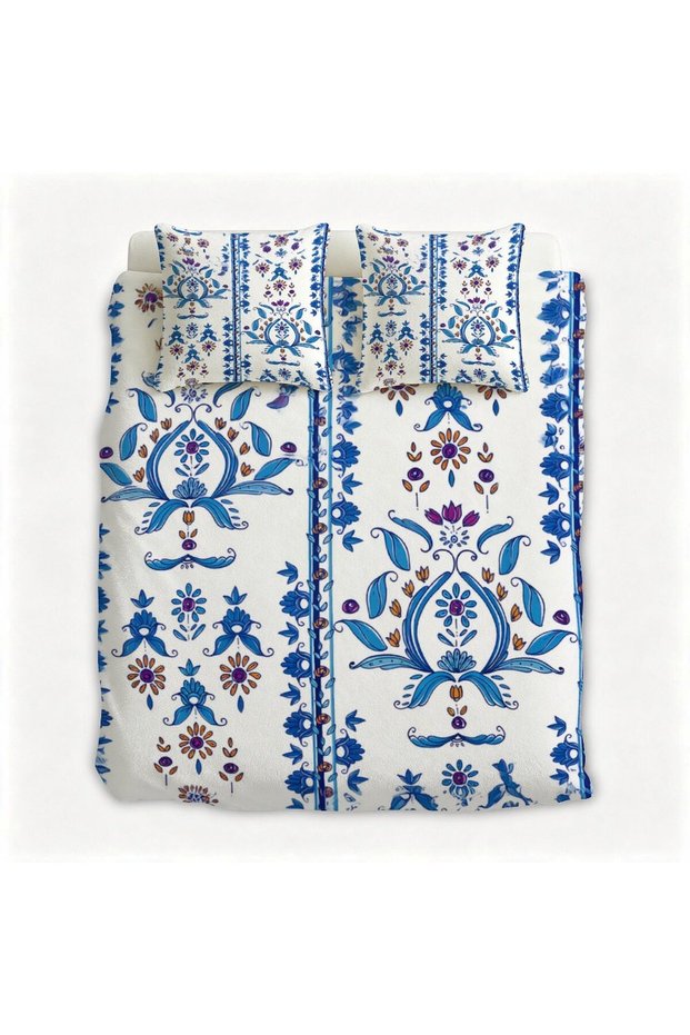 Boho Pattern Flannel 3Pcs Bedding Set, High Quality Flannel Bed Covers