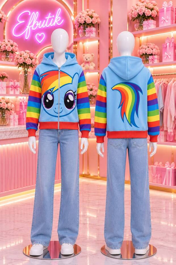 Blue My Little Pony Rainbow Dash Hooded Brushed Inside Cardigan with Ruffle