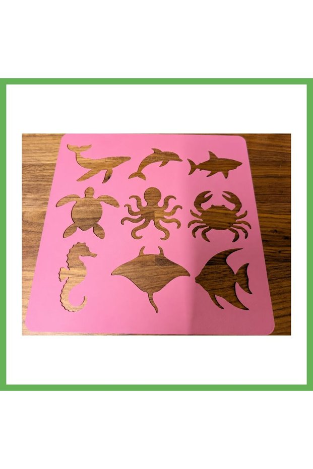 3D-Printed Marine Animals Drawing Template - Multiple Design Template - Pink GEN01