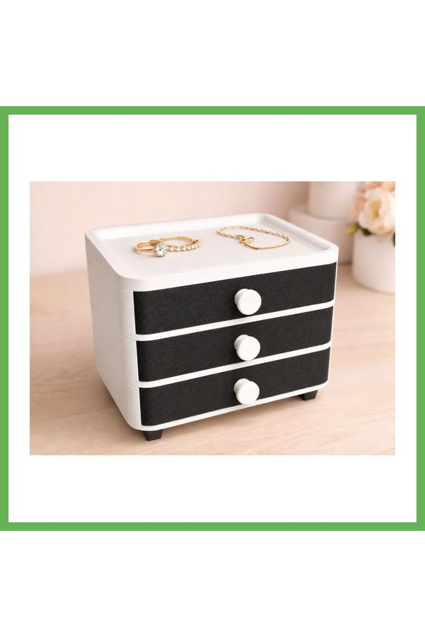 3D-Printed 3-Drawer Jewelry and Makeup Organizer - Desktop Organizer Storage Box GEN01