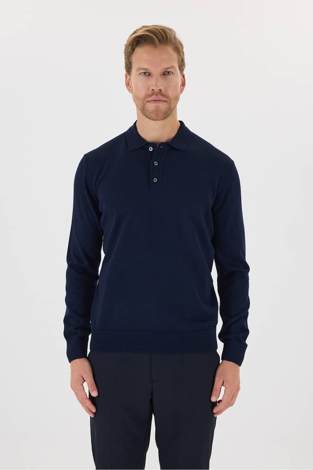 Polo Neck Woolen Men's Knitwear Sweater