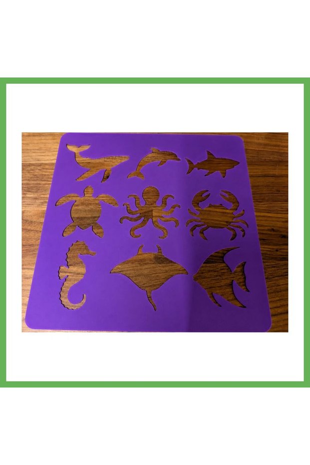3D-Printed Marine Animals Drawing Template - Multiple Design Template - Purple GEN01