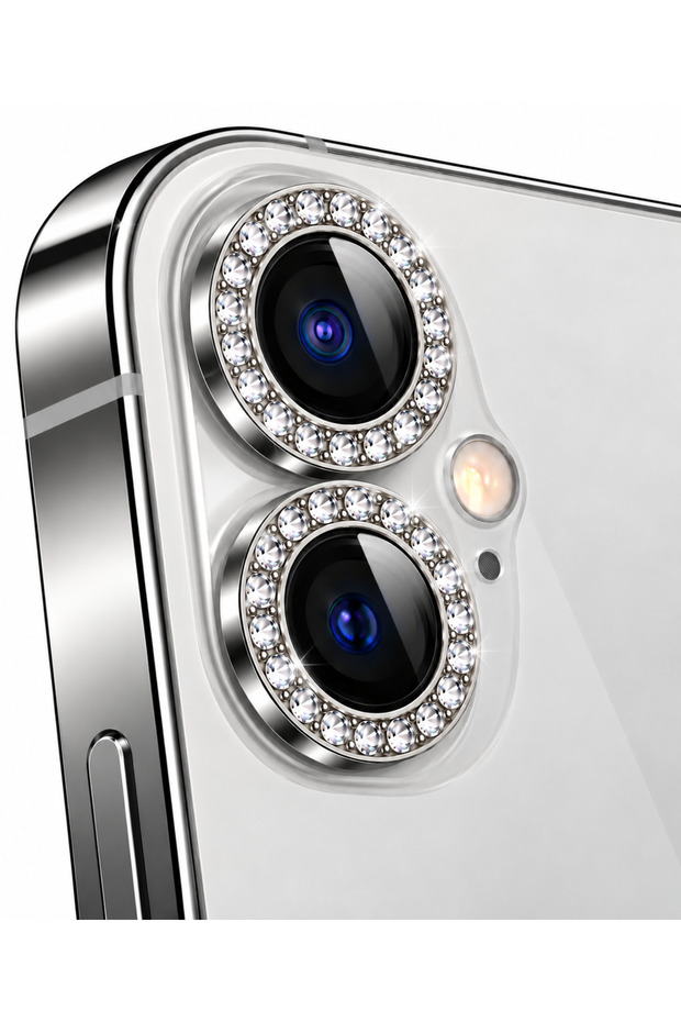 iPhone 16 Silver Stone-Inlaid Camera Lens Protector