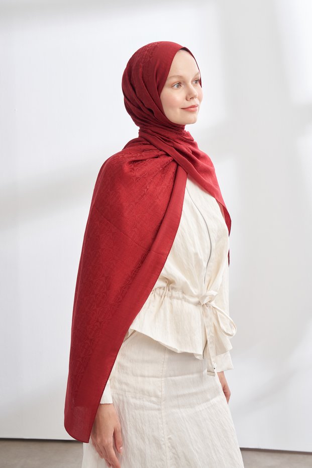 SOLEA JAKAR ICON PATTERN SCARF - BURGUNDY