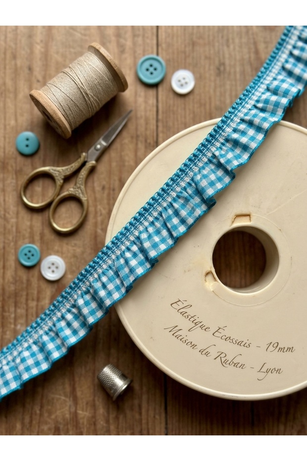 French Plaid Elastic / Ruffle 19 mm - 5 Meters 1824, one size