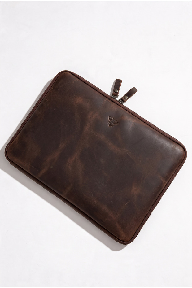 100% Genuine Crazy Cowhide Leather, Broko Style, Unisex, 13-inch Laptop Briefcase