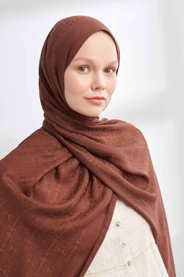 SOLEA JAKAR ICON PATTERN SCARF - COFFEE