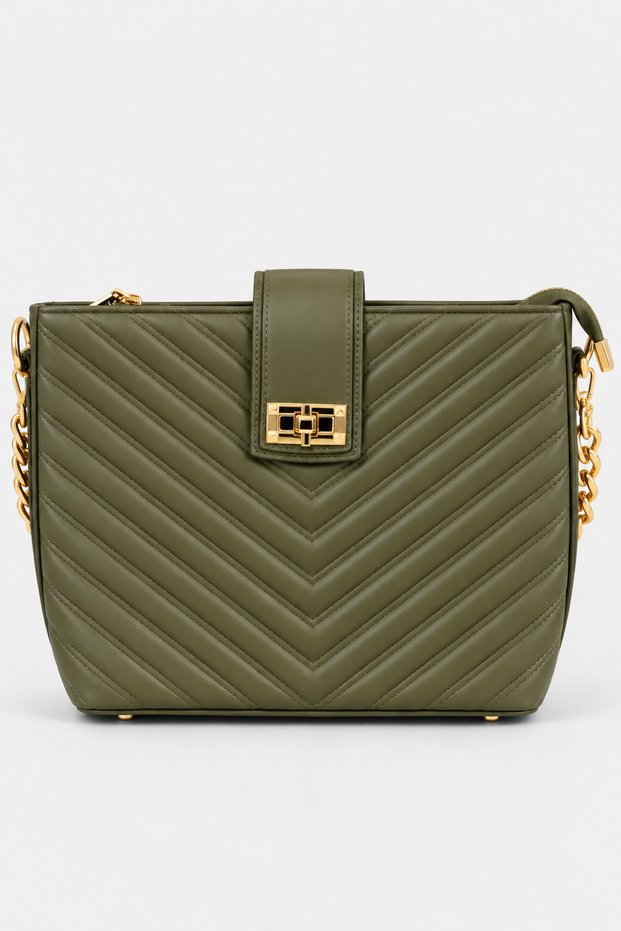 Sidney Women's Quilted Hand and Shoulder Bag—Khaki