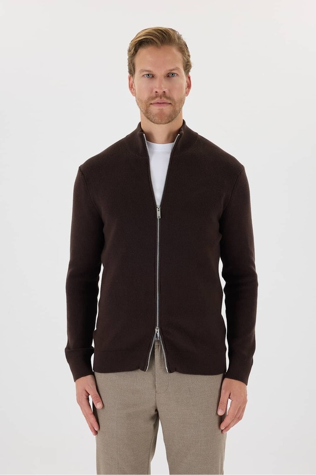 Double-Zip, 100% Cotton Brioche Knit Sweater