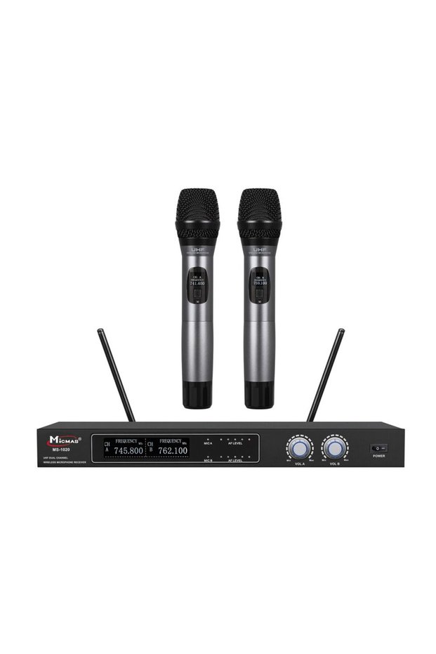 Set microfon wireless UHF, receptor plus două microfoane wireless