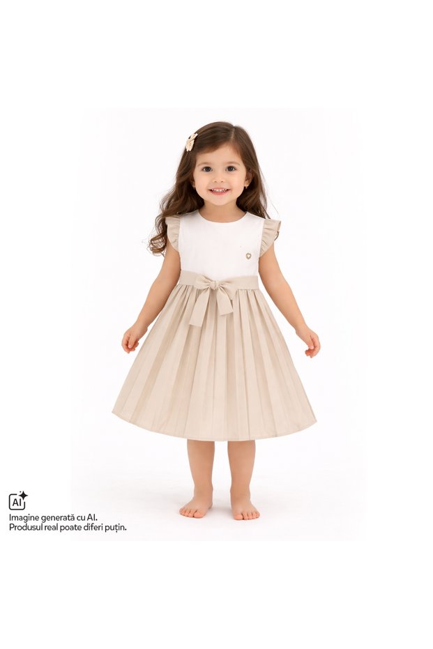 Rochie copii Chicco, Bej cu model, 01245-70MC