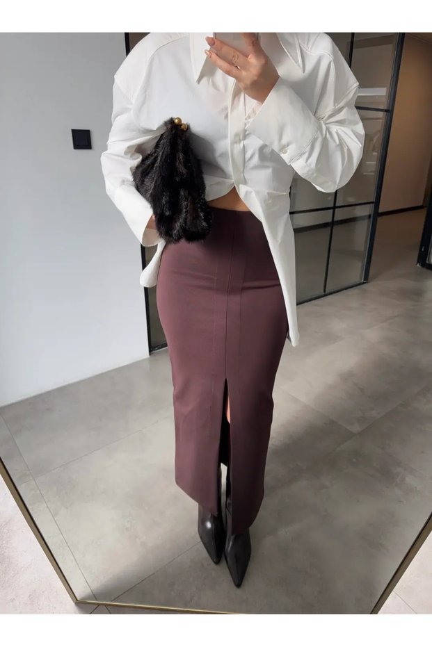 SLIT STEEL MAXI SKIRT