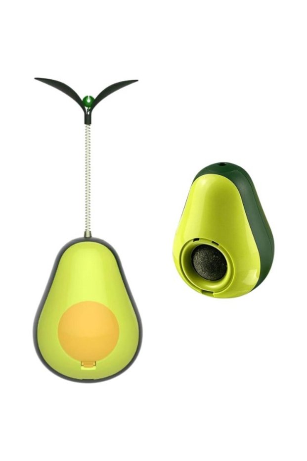 Avocado Shaped Cat Toy with Mint and Food Bowl