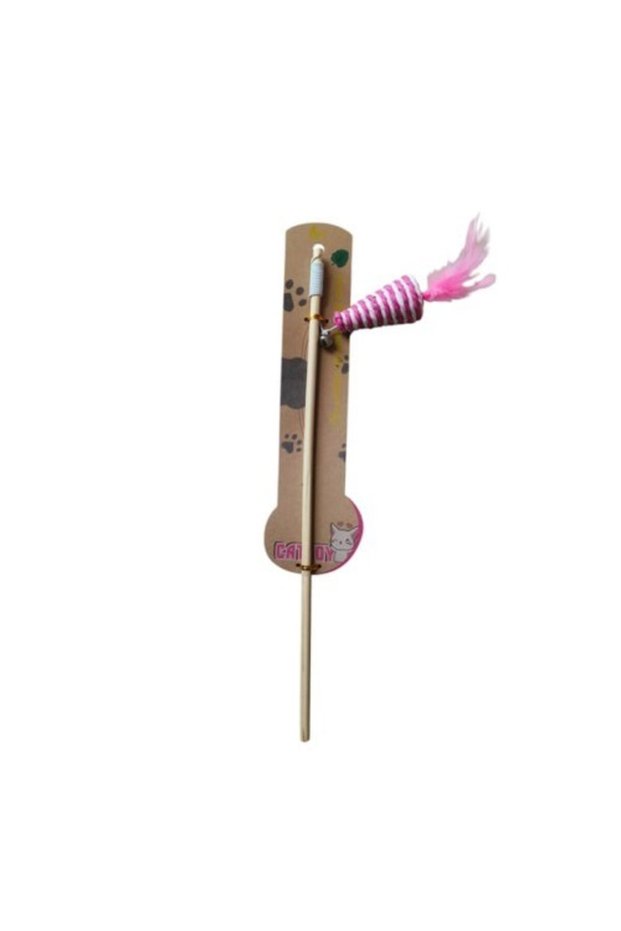 Petzoom Wooden Wand Feathered Cat Fishing Rod