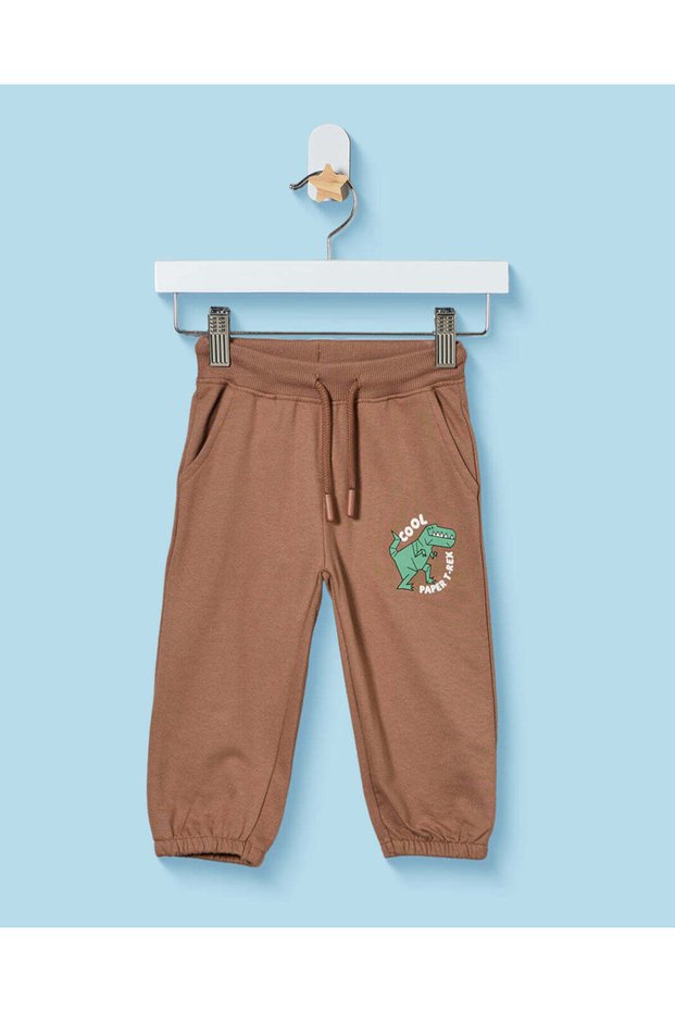 Infant Boys Brown Dinosaur Joggers