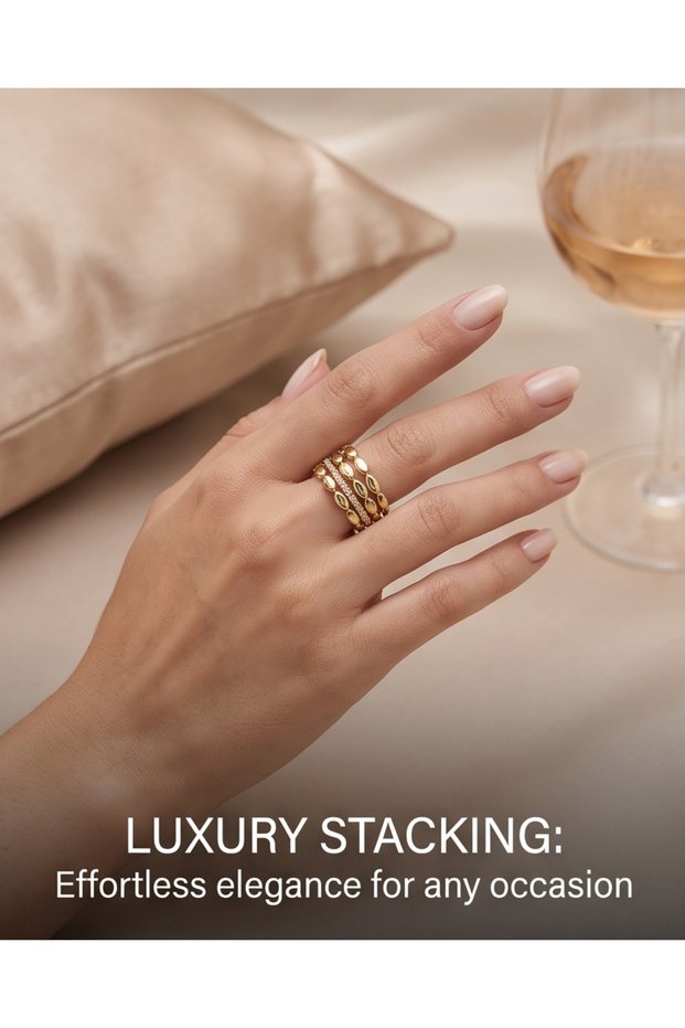 Oval-Set Ring with Detailed Zircon Stones